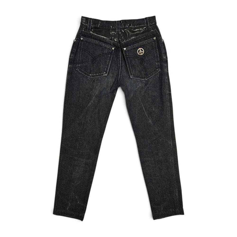Vintage Moschino Peace Sign Jeans High Waisted Black Denim - Size 27